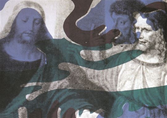 Ein Ausschnitt aus: The Camouflage Last Supper, 1986, einem der Gemälde, die bei Warhols letzter Ausstellung im Palazzo delle Stelline in Mailand zu sehen waren.