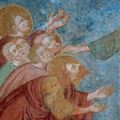 Christus und die Apostel. Detail aus den Fresken mit Szenen des Lebens Jesu, Chiesa di Santa Margherita (ca. 13. Jh.), Vigo di Cadore (Belluno), Italien.©Archivi Alinari, Florenz