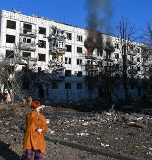 Zerstörung in Chuhuiv nach den russischen Bombenangriffen, Region Charkiw, Ostukraine (Foto Justin Yau/Sipa USA/Mondadori Portfolio)